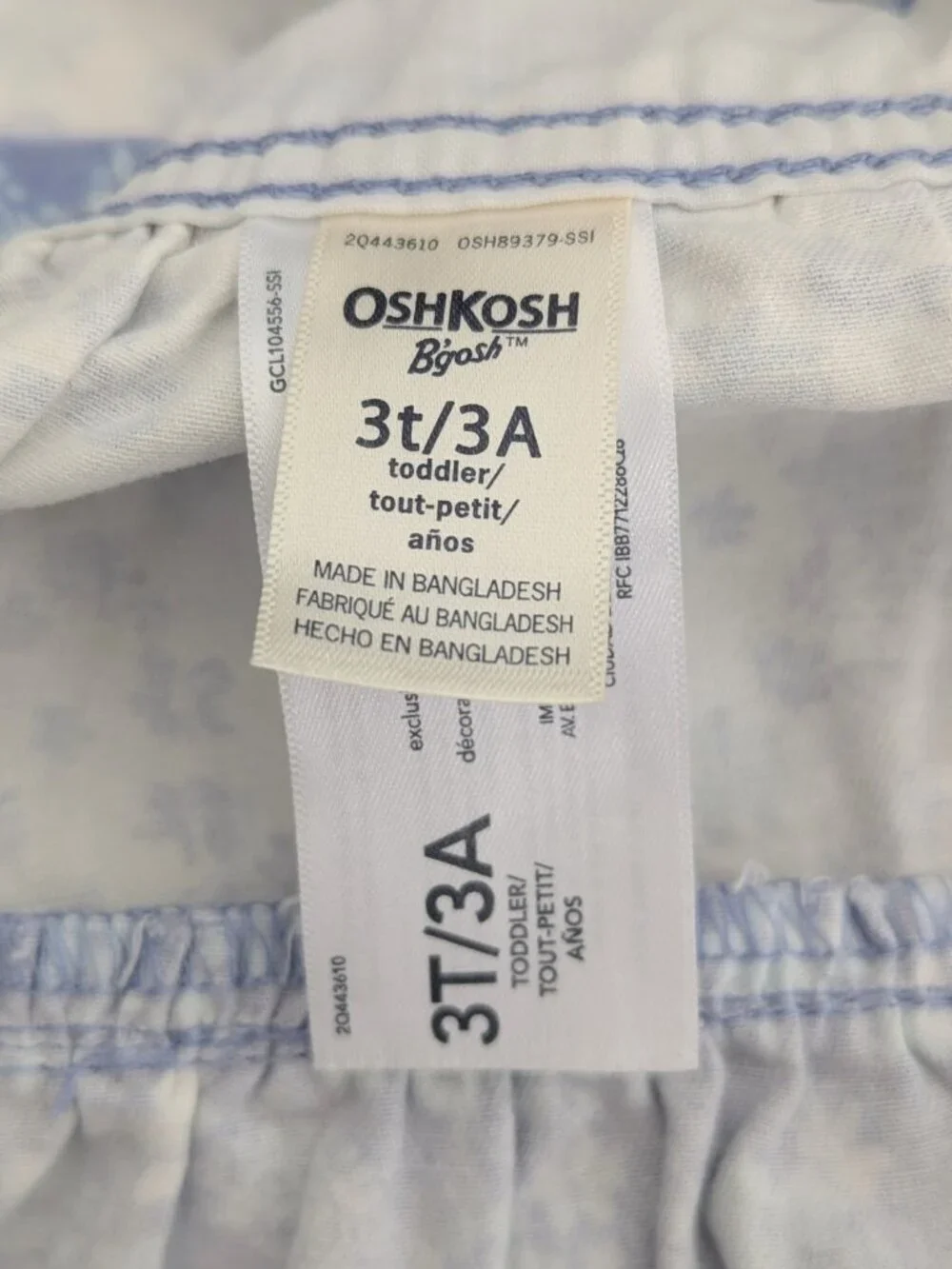 OshKosh B'gosh Girls (Size 3) Blue & White Floral Tiered Bib/Overall-Style Dress